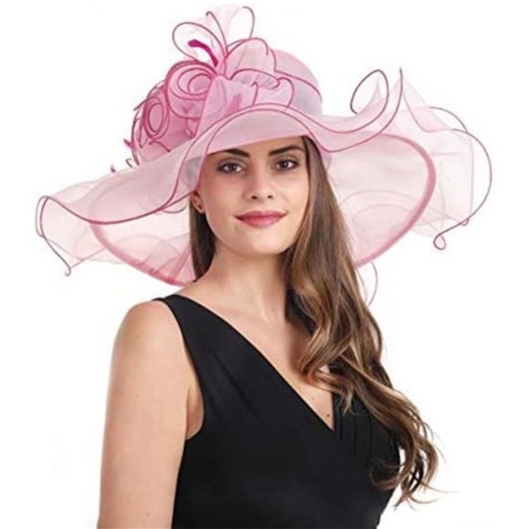 Kentucky Derby Church Dress Hat for Women Pink Fuchsia Line